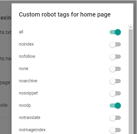 custom robot tags setting