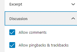 allow comments setting in wordpress