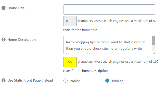 homepage settings