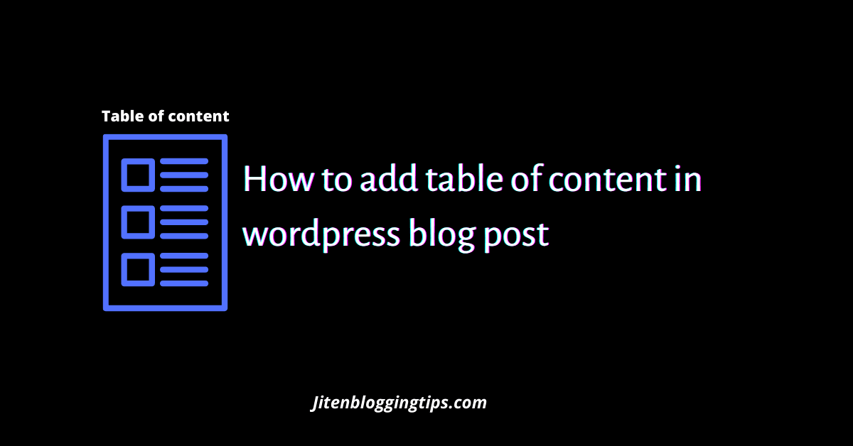 how to add table of content in wordpress
