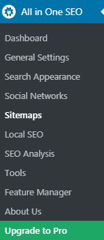 sitemap settings