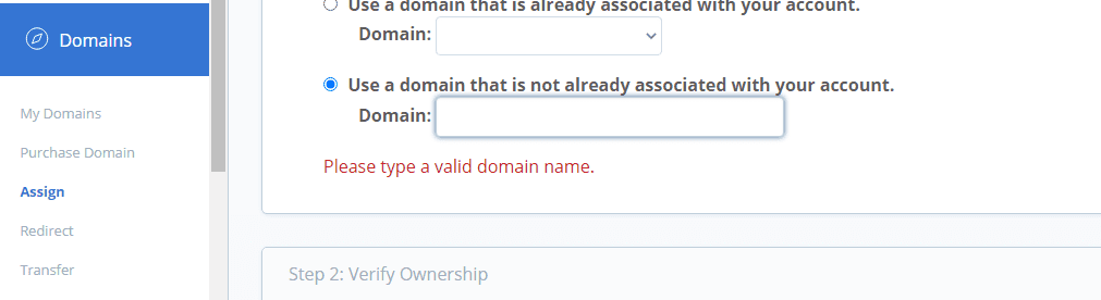 assign a domain name