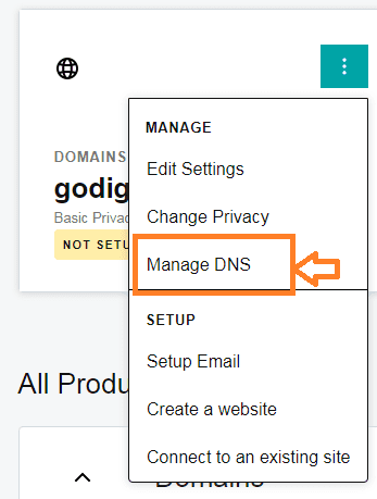 click on manage dns part2