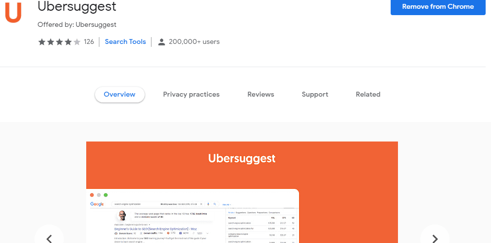 ubersuggest chrome extension
