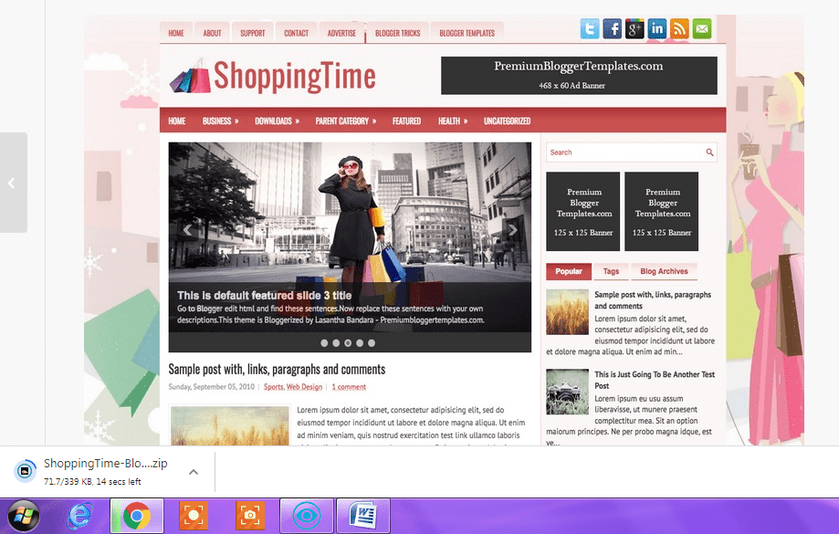 shopping time blogger template