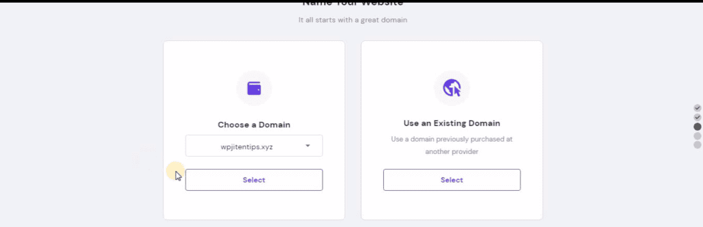 select a domain name to instaal wp step 8