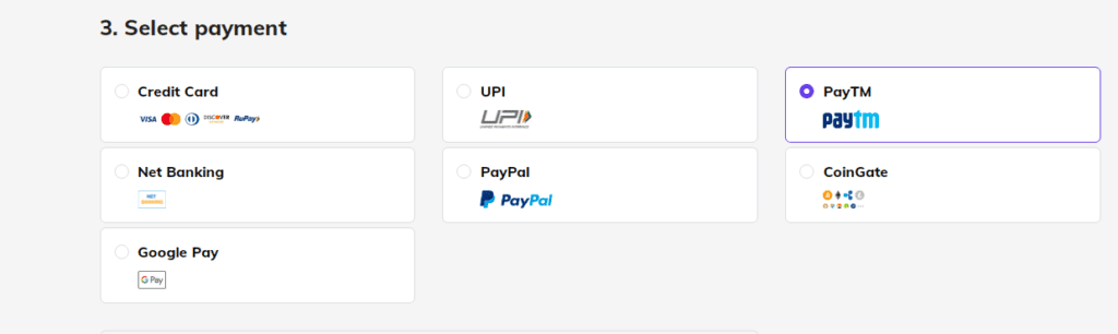 select payment method 