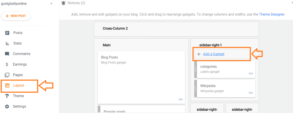how to add categories to side bar on blog