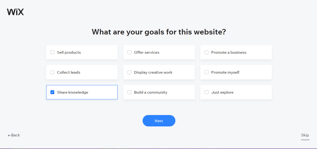 select goal for your blog wix